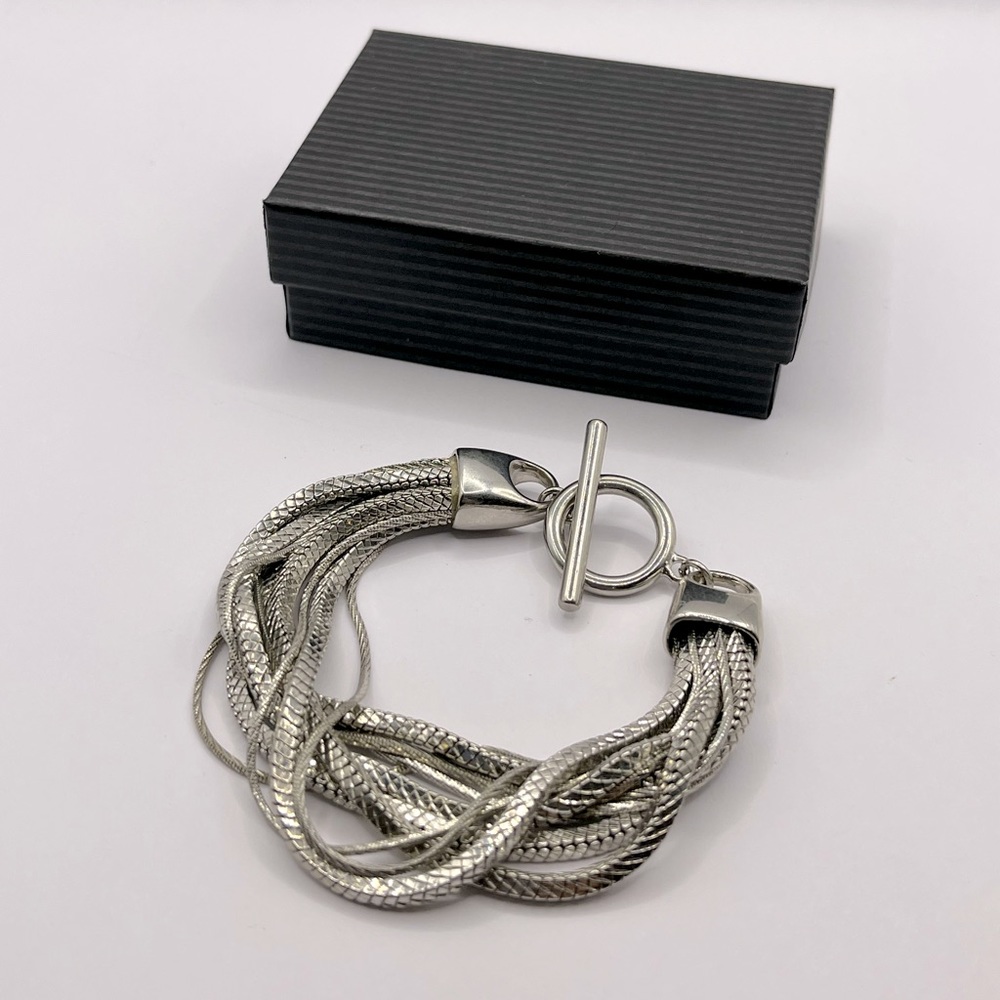 Multi Chain Bracelet, Silvertone